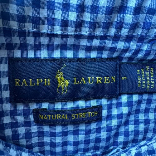 Kids Ralph Lauren Blue White Gingham Cotton Long Sleeve Formal Button Up Shirt 5 - Picture 4 of 6