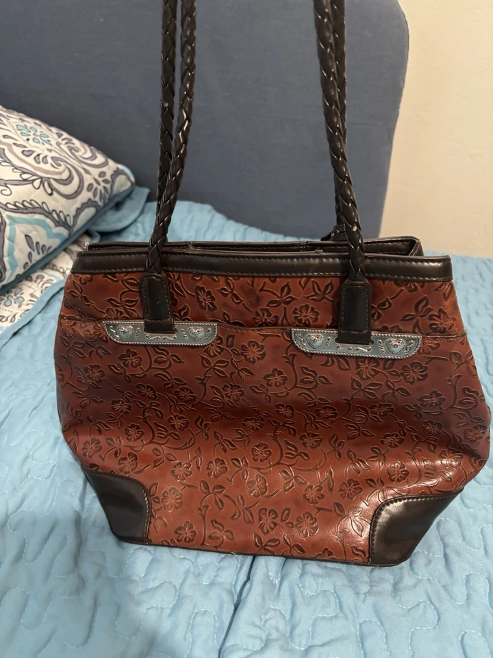 Bolso de hombro Coldwater Creek de cuero marrón, estilo occidental, excelente estado Foto 3 de 4