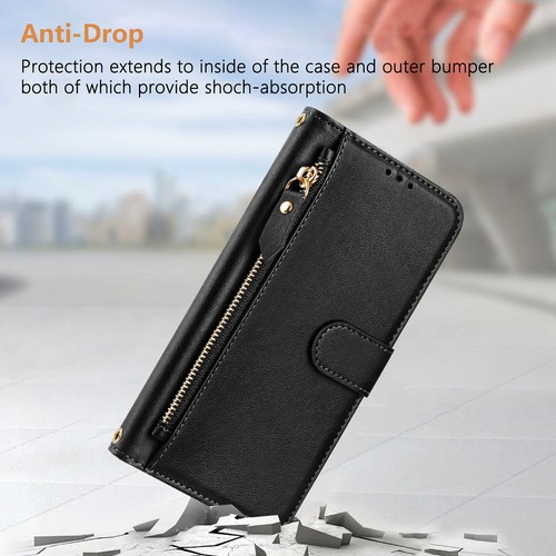 For Xiaomi OPPO Sony Leather Zipper Card Wallet Case Bag Flip Stand Phone Cover - Picture 13 of 24
