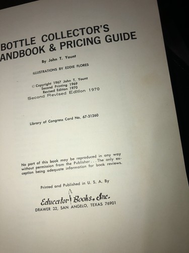 Bottle Collectors Handbook Price Guide Illustrations Guide Book 1967 John Yount - Picture 3 of 5