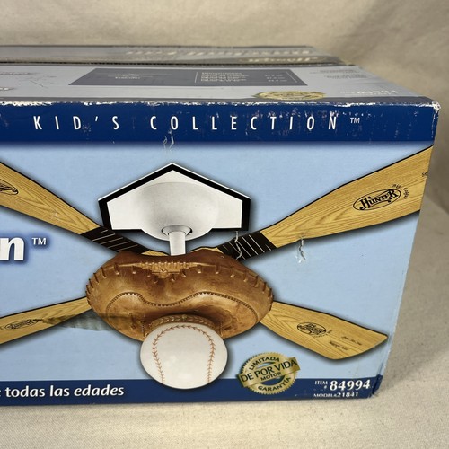 Hunter Baseball 44" Ceiling Fan Light Reversible Blades Motor 84994 New Sealed - Picture 3 of 11