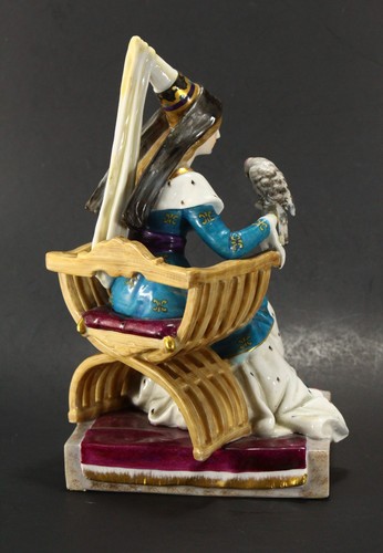 C. 1910 Dressel & Kister German Porcelain Figurine of Medieval Lady w. Falcon - 第 9/24 張圖片