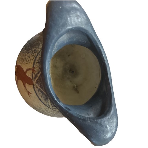 Southwest Lizard Pottery Double Handle Candle S4 - Picture 3 of 3