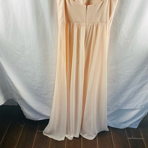 Amsale Harriet Cowl Neck Maxi Formal Crepe Bridesmaid Dress Peach Fawn Size 14 - Picture 9 of 10
