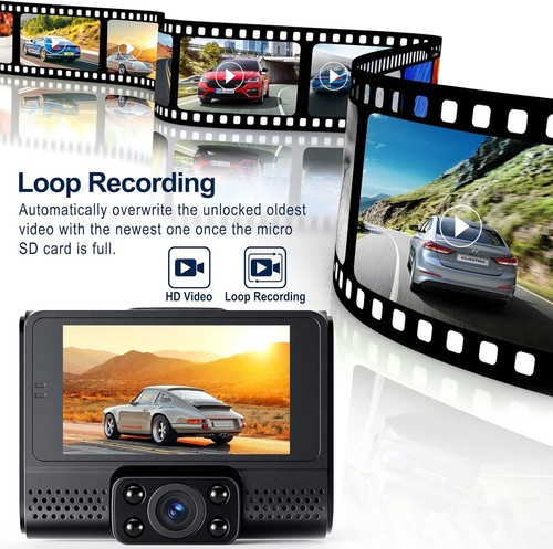 3 Channel Dash Cam 1080P GPS, Dash Cam Front and Rear Inside Triple Car Camera - Picture 7 of 8