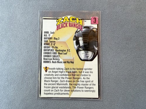 1993 Mighty Morphin’ Power Rangers - Zach Black Ranger Collectible Vintage Cards - Bild 2 von 6
