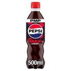 PEPSI MAX NO SUGAR Cherry Fizzy Soft Drink 500mL Bottle (PACK OF 24) Full Case
