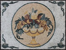 Kitchen Backsplash Fruit Bowl Plates Mosaic 31"x 24" Marble Mosaic