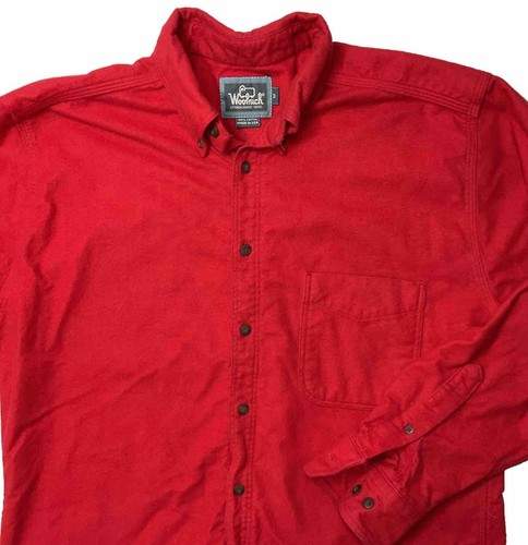 Vintage Woolrich Flanell Hemd Button Down Tasche Chamois Tuch USA Herren Gr. M Rot