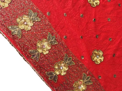 Georgette Dupatta Scarf Vintage Indian Embroidered Long Stole For Woman LD7200 - Picture 4 of 7