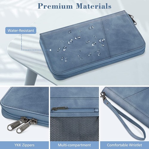 Family Passport Holder Wallet RFID Blocking Travel Document Organizer Clutch Bag - Picture 5 of 20