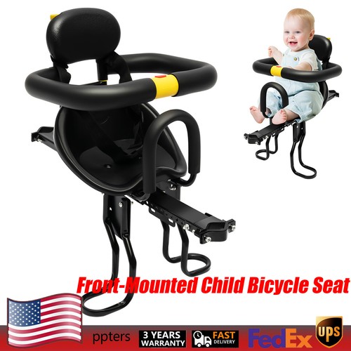 Front Mounted Child Bike Seat with Handrail, Kids Bike Seat for Adult Bike