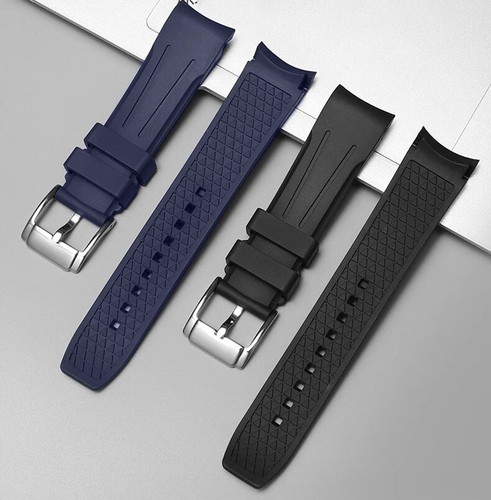 Curved End FKM Fluroro Rubber Watch Band Strap Bracelet 18 19 20 21 22 24mm - Picture 2 of 19