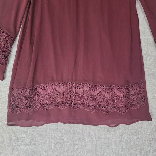 NWT Vanity Top Blouse Women's Small Red V-Neck Lace Long Sleeve Pullover - Picture 15 of 16