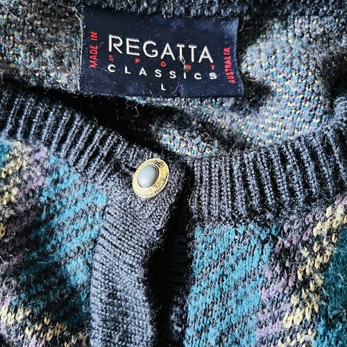 Regatta Vintage Chunky Knit Cardigan Size L Womens Jumper Wool Blend Check Print - Bild 11 von 24