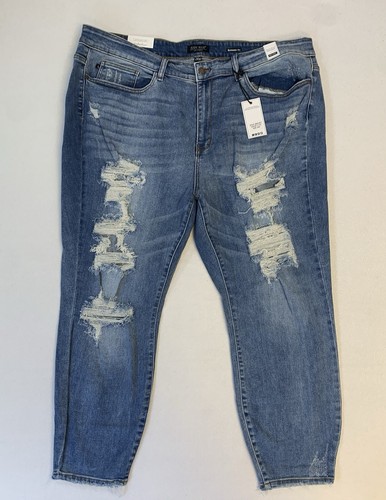 Judy Blue Jeans Womens Boyfriend Fit 24W Stretch Distressed Thrashed Grunge - Picture 1 of 12