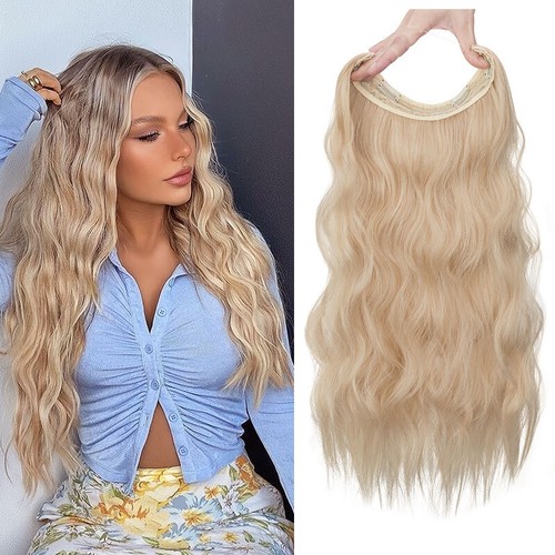 Wavy Invisible Wire in Hair Extensions One Piece & Ring Real Natural AS Human US - Picture 21 of 96
