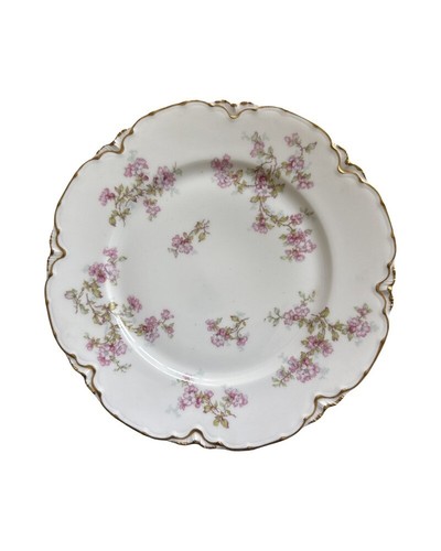 9.5" Haviland Limoges Schleiger Pink Ditsy Flowers Porcelain China Plates - Picture 2 of 3