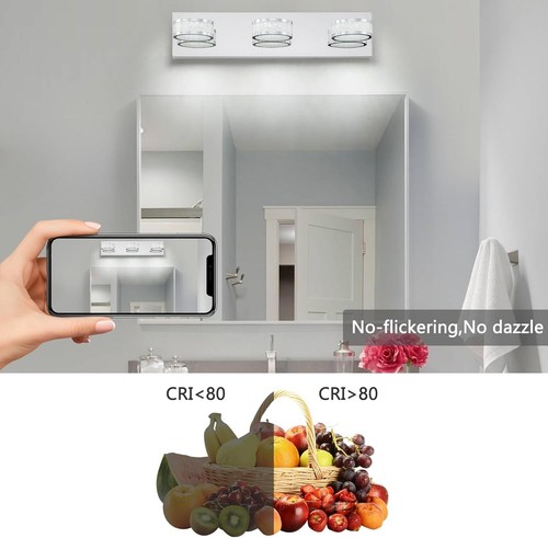 AXOTENE 3-Lights Bathroom Lighting Fixtures Over Mirror,19’’ Chrome Vanity Light - Picture 7 of 7