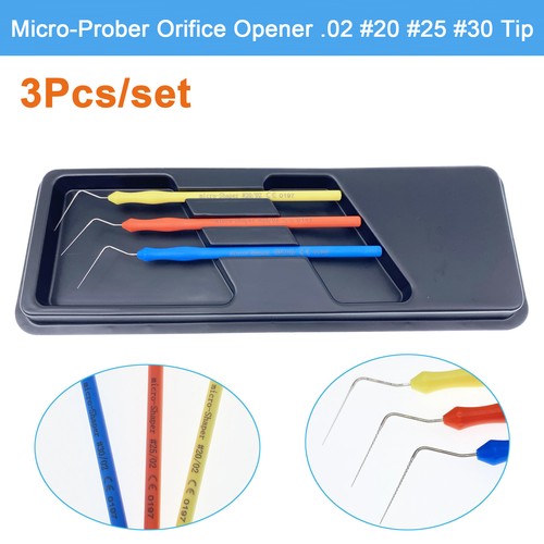 Micro-Prober abridor de orificios .02 #20 #25 #30 herramienta de punta de metal endo dental 3 piezas/juego - Imagen 1 de 8
