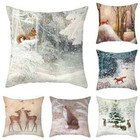 Rabbit Christmas Elk Tree Print Cushion Cover Santa Claus Pillow New Year Gift