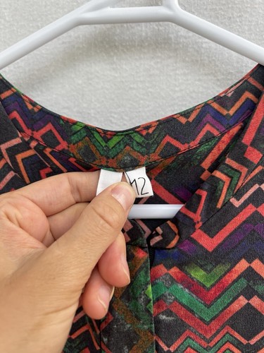 🎈 LOOBIES STORY 100% SILK geometric shirt Tee Top Blouse 12 M - Picture 2 of 5