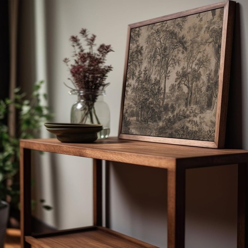 Vintage Wall Art Decor Vintage Neutral Brown Woodland Landscape Painting Farm... - Picture 4 of 6