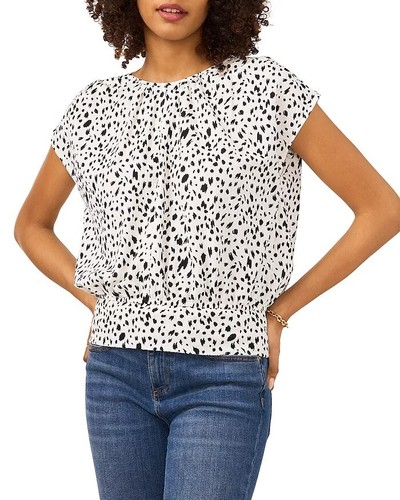 Vince Camuto Women's Print Short Sleeve Blouse Top Size XS