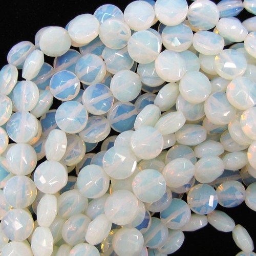 Wholesale 8mm Faceted Opalite Quartz Coin Loose Beads for Jewelry Making - Picture 1 of 3
