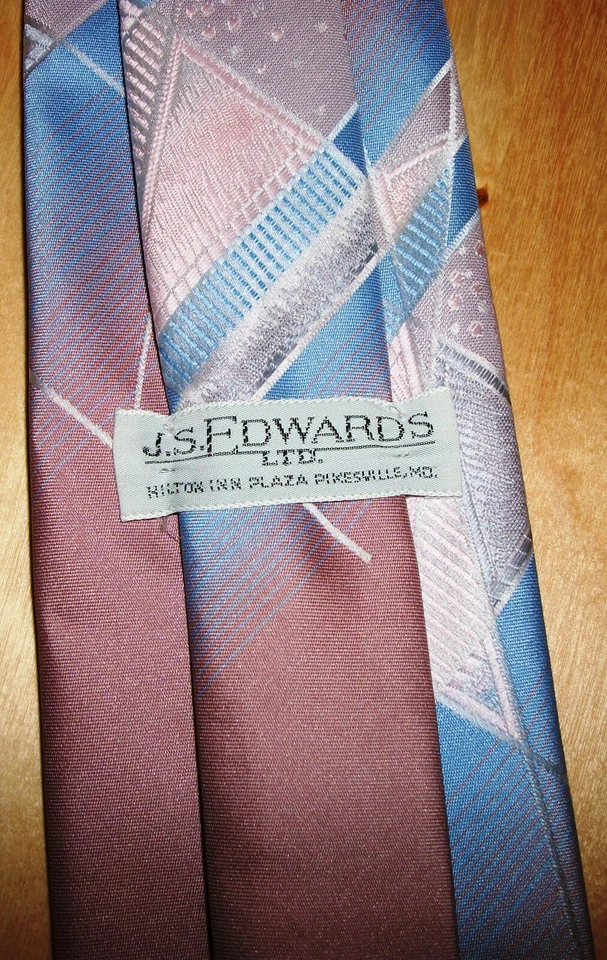 Corbata de cuello abstracta de arte moderno rosa y azul para hombre 56" de largo x 3" de ancho (D661) Foto 4 de 4