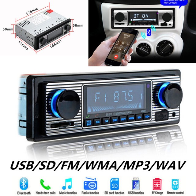 Bluetooth Vintage Car Radio MP3 Player Stereo USB AUX Classic Car Stereo Audio