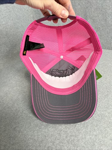 John Deere Tractor Gray Hot Pink Snapback Adjustable Baseball Trucker Hat - Picture 6 of 7