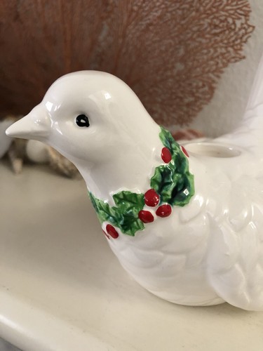 Fitz and Floyd Weihnachten Taube Stechpalmenkranz Kegel Kerzenhalter Vintage EUC - Bild 2 von 8