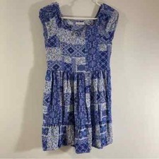 Children's Place Blue Rayon Patterned Dress Child Size 14