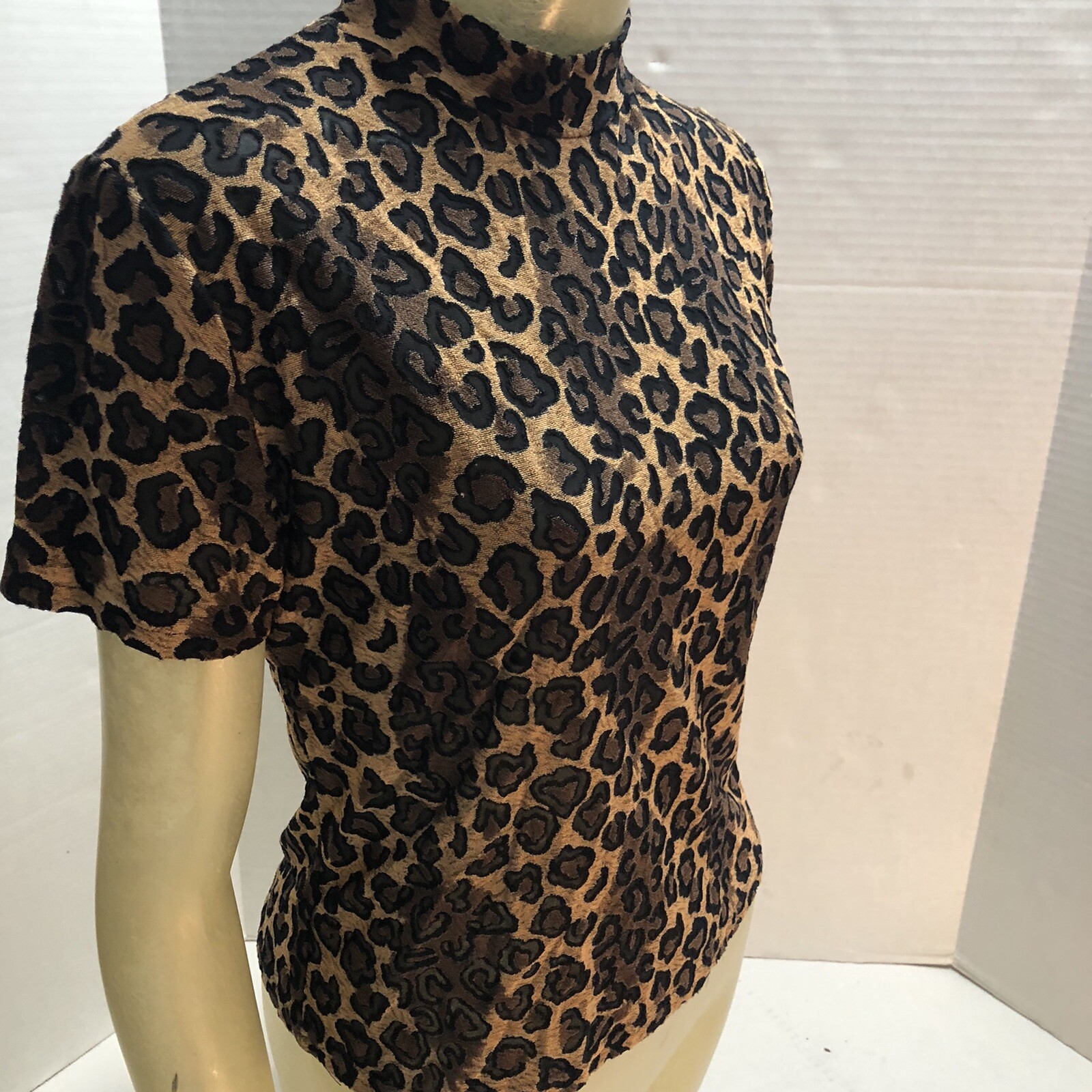Leopard Women's Basic Mock Turtleneck Short Sleev… - image 8
