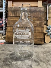 Flat Branch Pub Brewing Advertising 64oz Reusable Clear Glass Beer Finger Jug