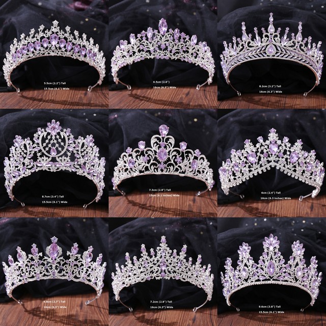 Light Purple Crystal Queen Princess Wedding Bridal Tiara Crown 11 Styles Light Purple Crystal Queen Princess Wedding Bridal Tiara Crown 11 Styles