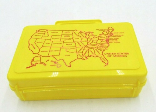 Vintage Whirley Industries Pencil Box United States Red on Yellow Warren, PA - Picture 3 of 6