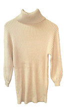 Womens Unbranded Beige Long Sleeve Beige Turtle Neck Sweater Dress Size Medium