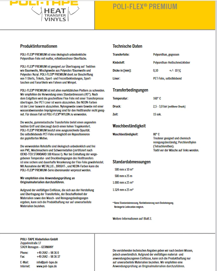 POLI-FLEX PREMIUM A4 Bögen Flex Folie Plotterfolie Bügel Textil T-Shirt Folie - Bild 3 von 4