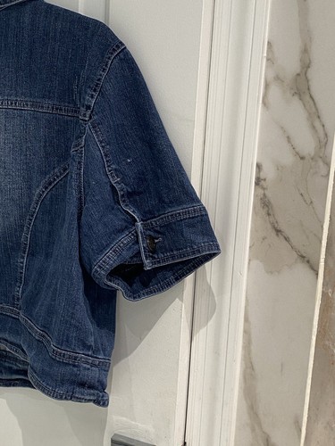 Chaqueta de mezclilla azul recortada recortada American Rag Cie para mujer talla pequeña - Imagen 9 de 12