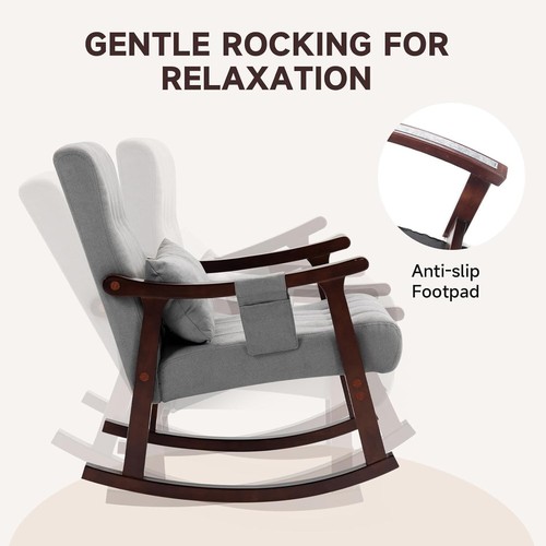 Upholstered Rocking Glider Rocker Lounger Accent Chair with Massage Support - Picture 5 of 7