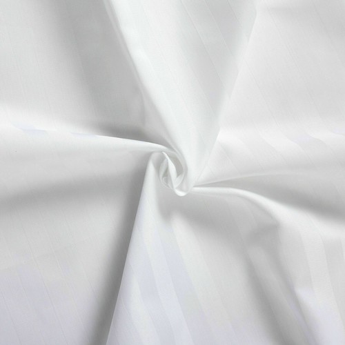 SATIN STRIPE FITTED SHEET WHITE POLY COTTON EXTRA DEEP HOTEL QUALITY ALL SIZES - Picture 4 of 4