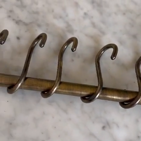 Bronze Topfregal, Messingstangenstange, Küchenstange mit Haken, - Video 1 von 1