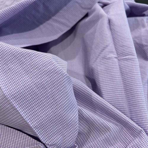 Cotton Broadcloth Shirting Fabric Lavender Check 1 1/2 Yards - Picture 2 of 8