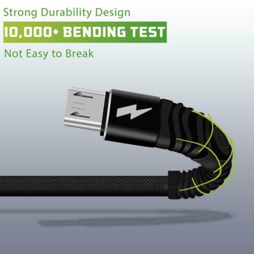 HeavyDuty Micro USB Charging Cable Braided Fast Phone Charger Long Lead 1m 2m 3m - Picture 3 of 9