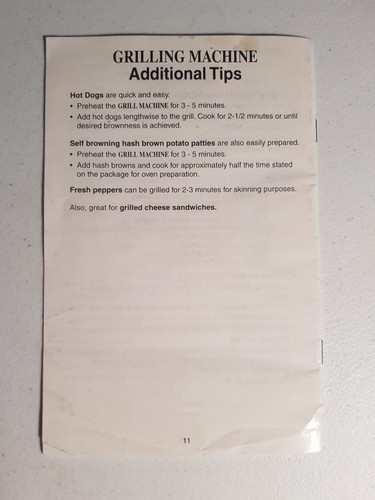 Instruction Manual George Foreman's Lean Mean Fat Reducing Grilling Machine GR30 - Picture 2 of 2