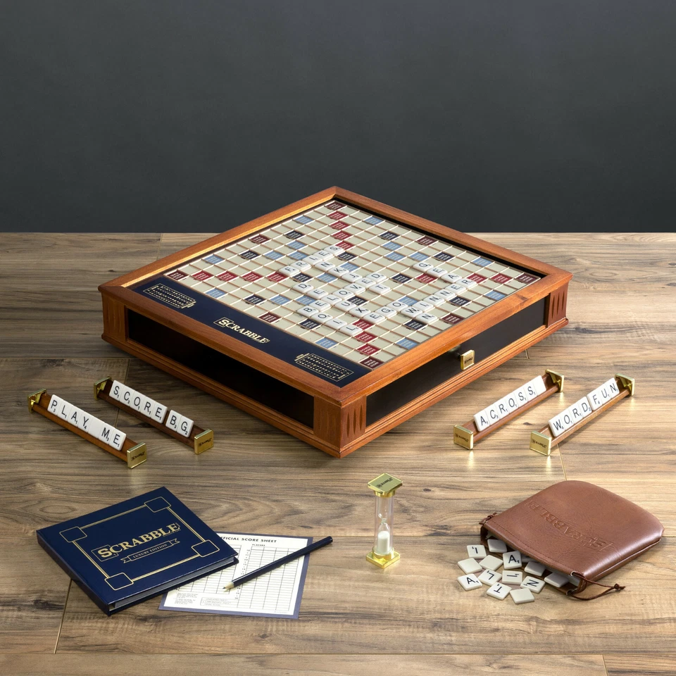 Scrabble Trophy Luxury Edition w/ Rotating Wooden Game Board by WS Game Company - Image 2 of 4