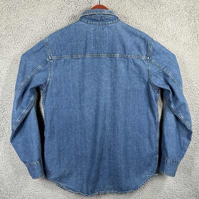 Prentiss DENIM shirts M USA製 USED Vintage Prentiss Outdoors Denim Shirt Men L Blue Button Down