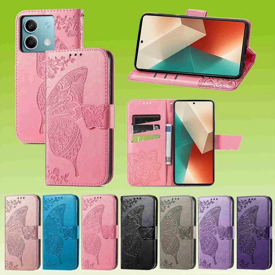 Für verschiedene Handy Modelle Book Tasche Wallet Schmetterling Design Hülle - Bild 1 von 1